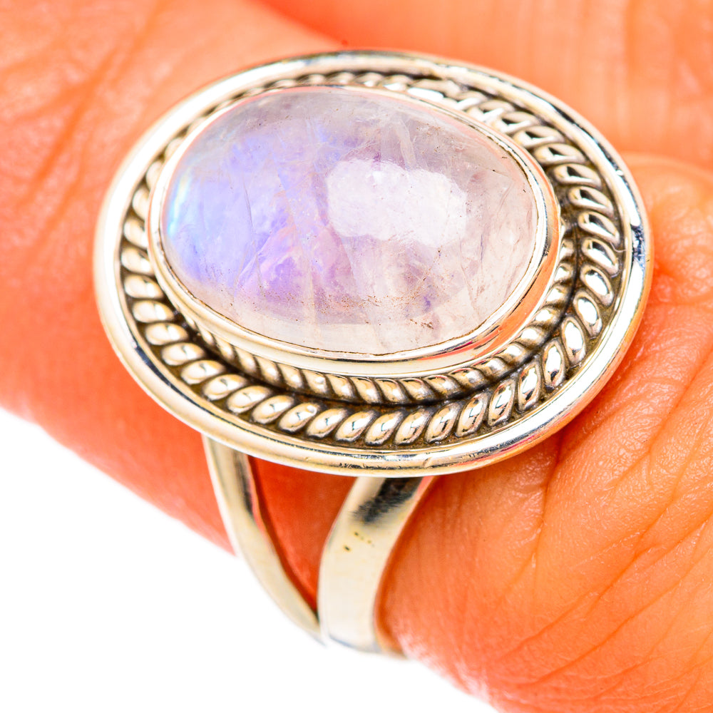 Rainbow Moonstone Rings handcrafted by Ana Silver Co - RING103825