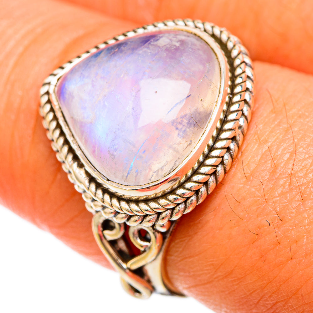 Rainbow Moonstone Rings handcrafted by Ana Silver Co - RING103826