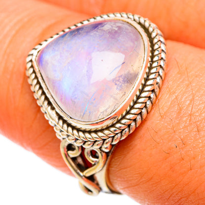 Rainbow Moonstone Rings handcrafted by Ana Silver Co - RING103826