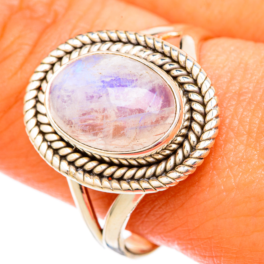 Rainbow Moonstone Rings handcrafted by Ana Silver Co - RING103841
