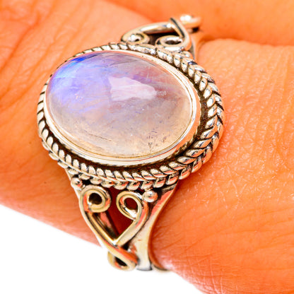 Rainbow Moonstone Rings handcrafted by Ana Silver Co - RING103843