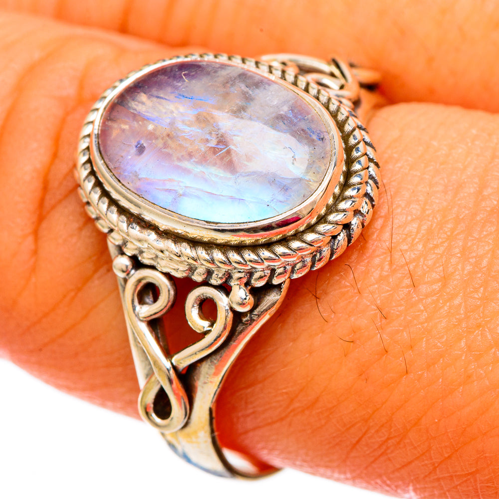 Rainbow Moonstone Rings handcrafted by Ana Silver Co - RING103855