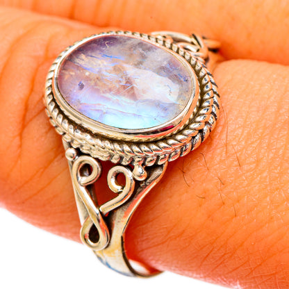 Rainbow Moonstone Rings handcrafted by Ana Silver Co - RING103855
