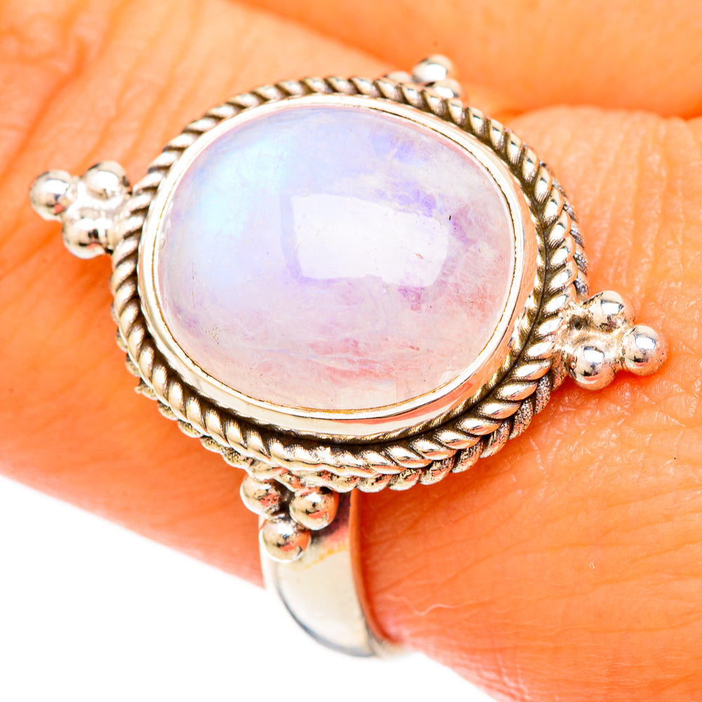 Rainbow Moonstone Rings handcrafted by Ana Silver Co - RING103863