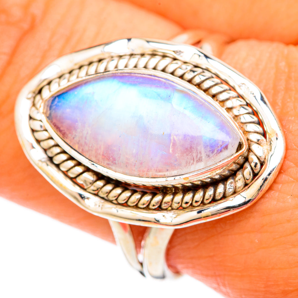Rainbow Moonstone Rings handcrafted by Ana Silver Co - RING103864