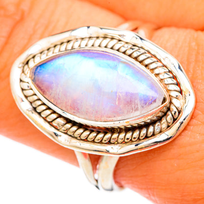 Rainbow Moonstone Rings handcrafted by Ana Silver Co - RING103864