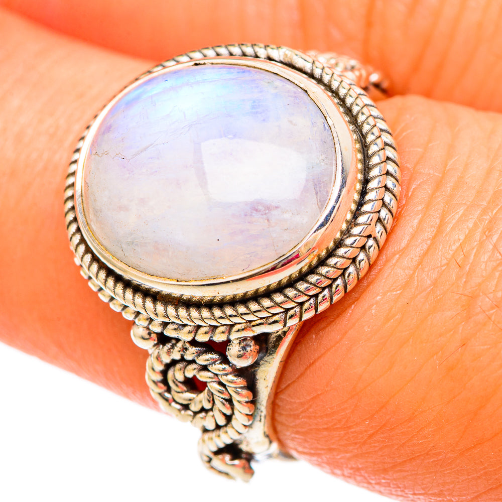 Rainbow Moonstone Rings handcrafted by Ana Silver Co - RING103865
