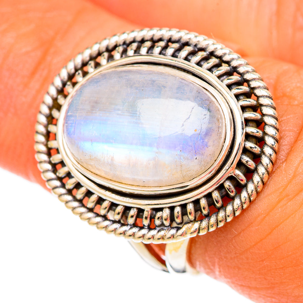 Rainbow Moonstone Rings handcrafted by Ana Silver Co - RING103872