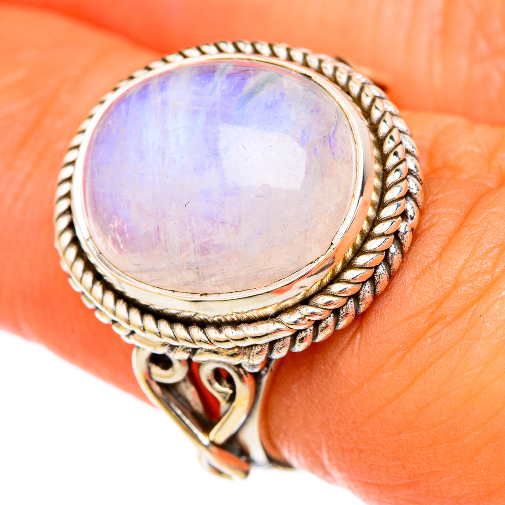 Rainbow Moonstone Rings handcrafted by Ana Silver Co - RING103873