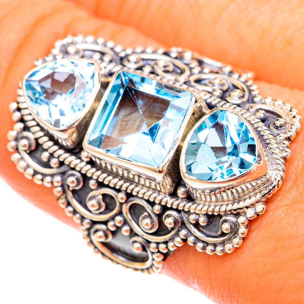 Blue Topaz Rings handcrafted by Ana Silver Co - RING103937