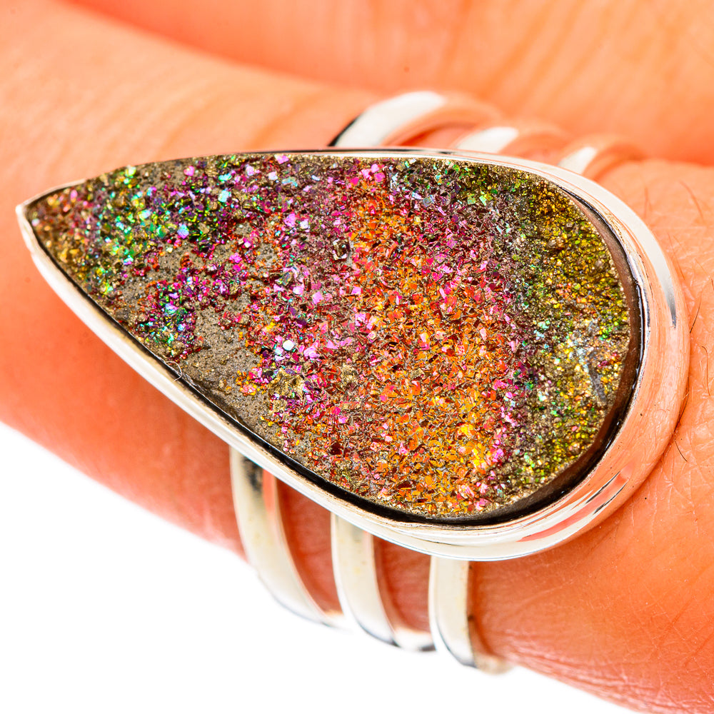 Spectro Pyrite Druzy Rings handcrafted by Ana Silver Co - RING103958