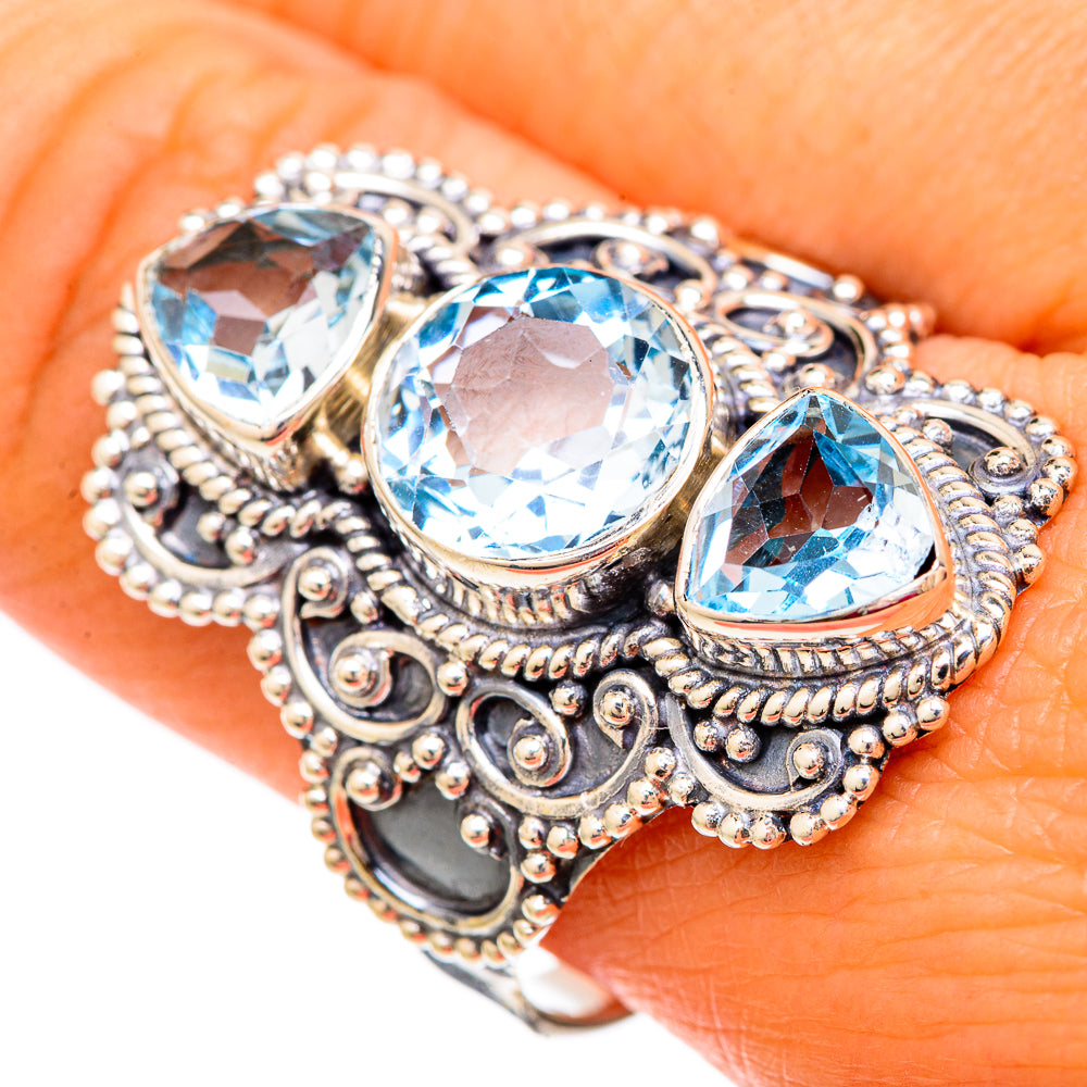 Blue Topaz Rings handcrafted by Ana Silver Co - RING104013