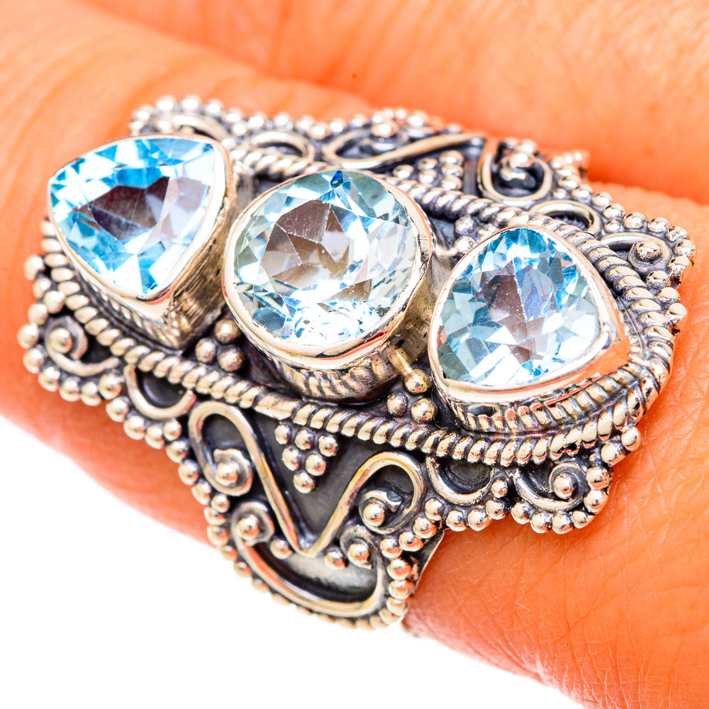 Blue Topaz Rings handcrafted by Ana Silver Co - RING104028