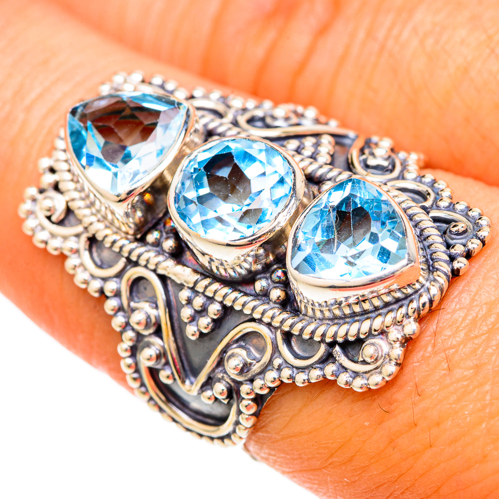 Blue Topaz Rings handcrafted by Ana Silver Co - RING104047