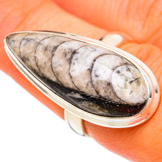 Orthoceras Fossil Rings handcrafted by Ana Silver Co - RING104058