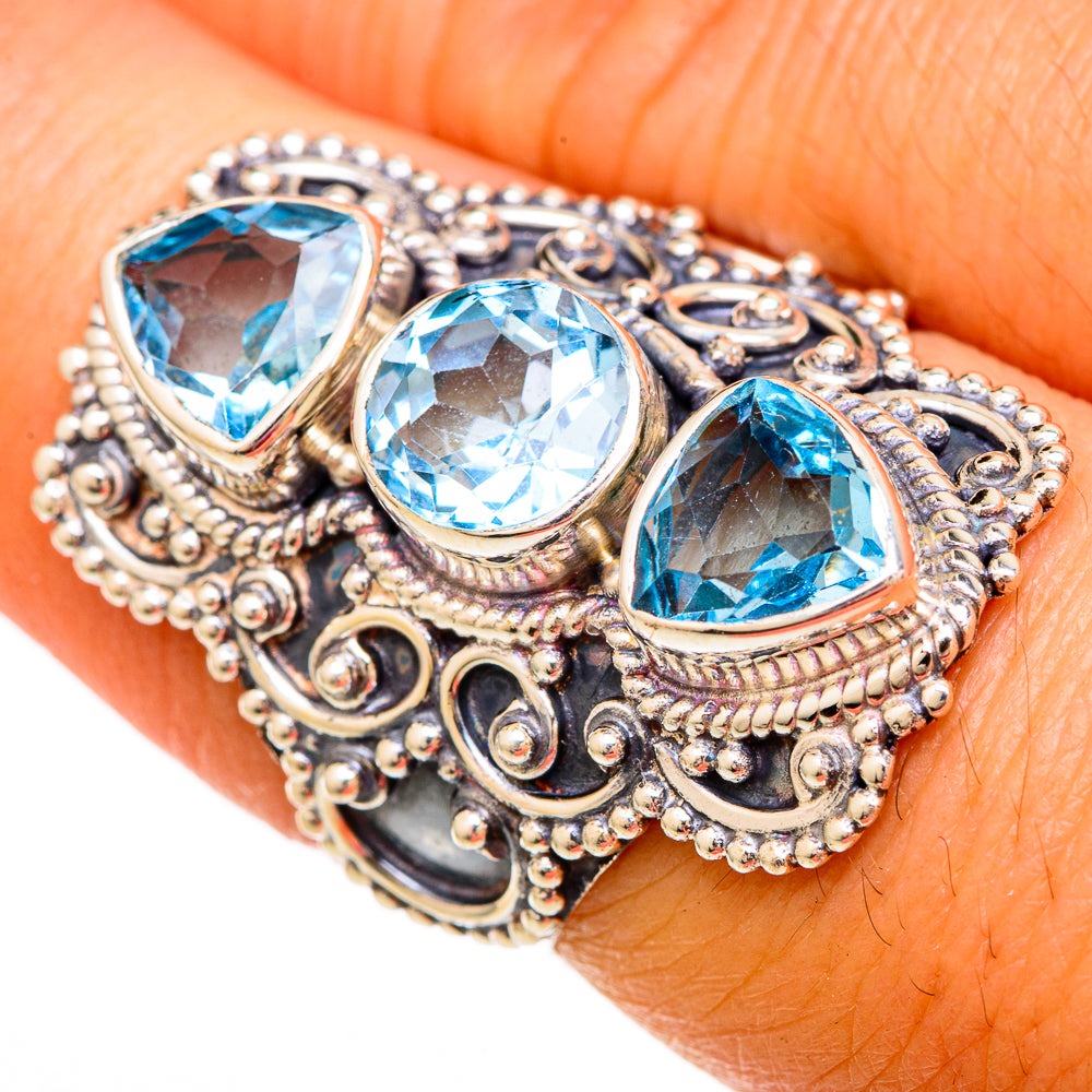 Blue Topaz Rings handcrafted by Ana Silver Co - RING104062