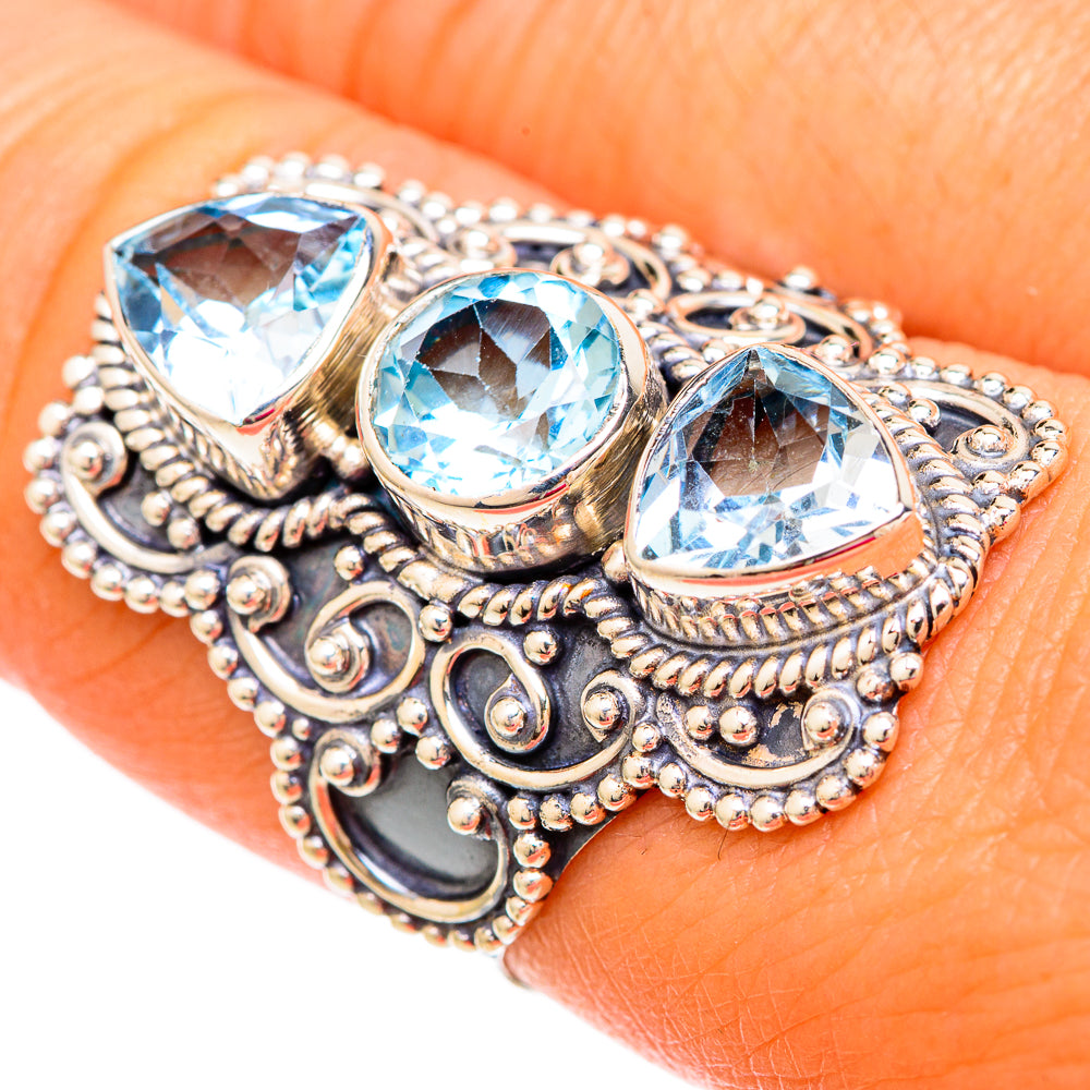 Blue Topaz Rings handcrafted by Ana Silver Co - RING104082