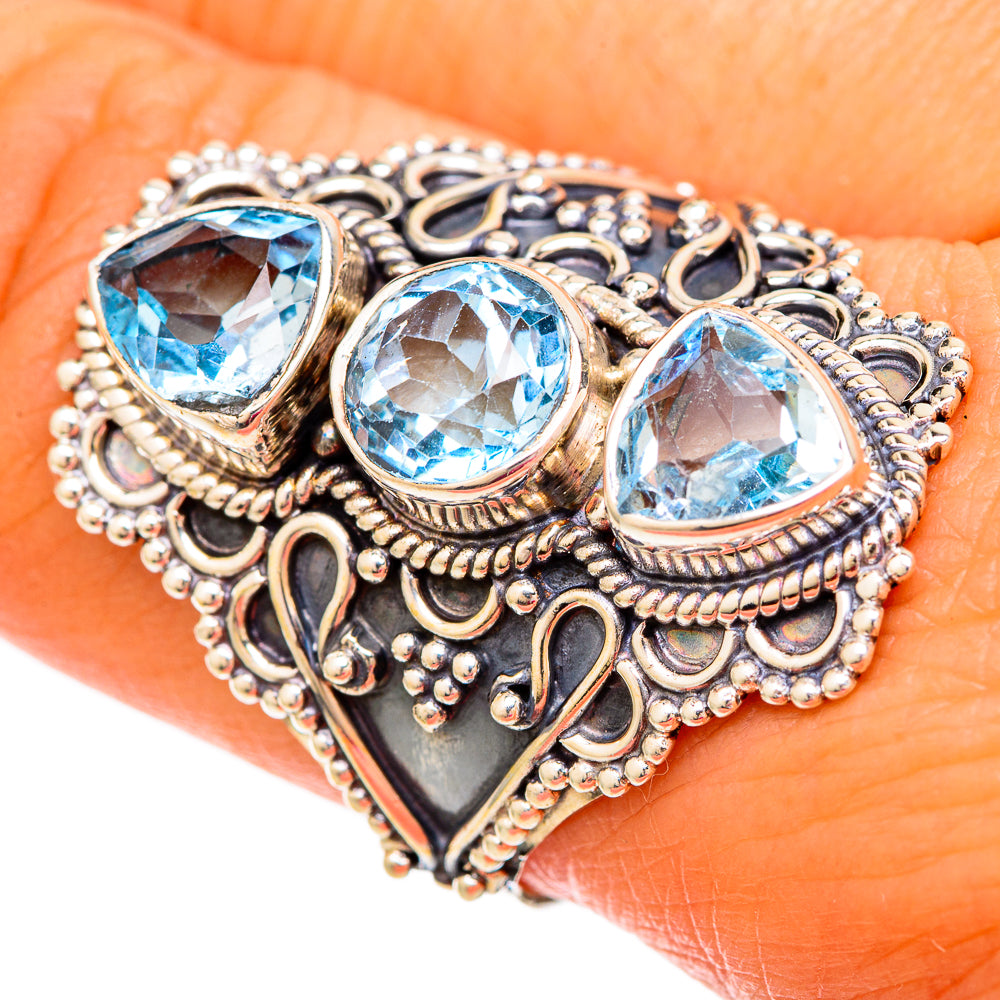 Blue Topaz Rings handcrafted by Ana Silver Co - RING104093