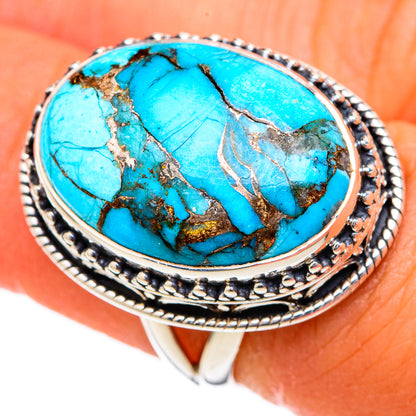 Blue Copper Composite Turquoise Rings handcrafted by Ana Silver Co - RING104116
