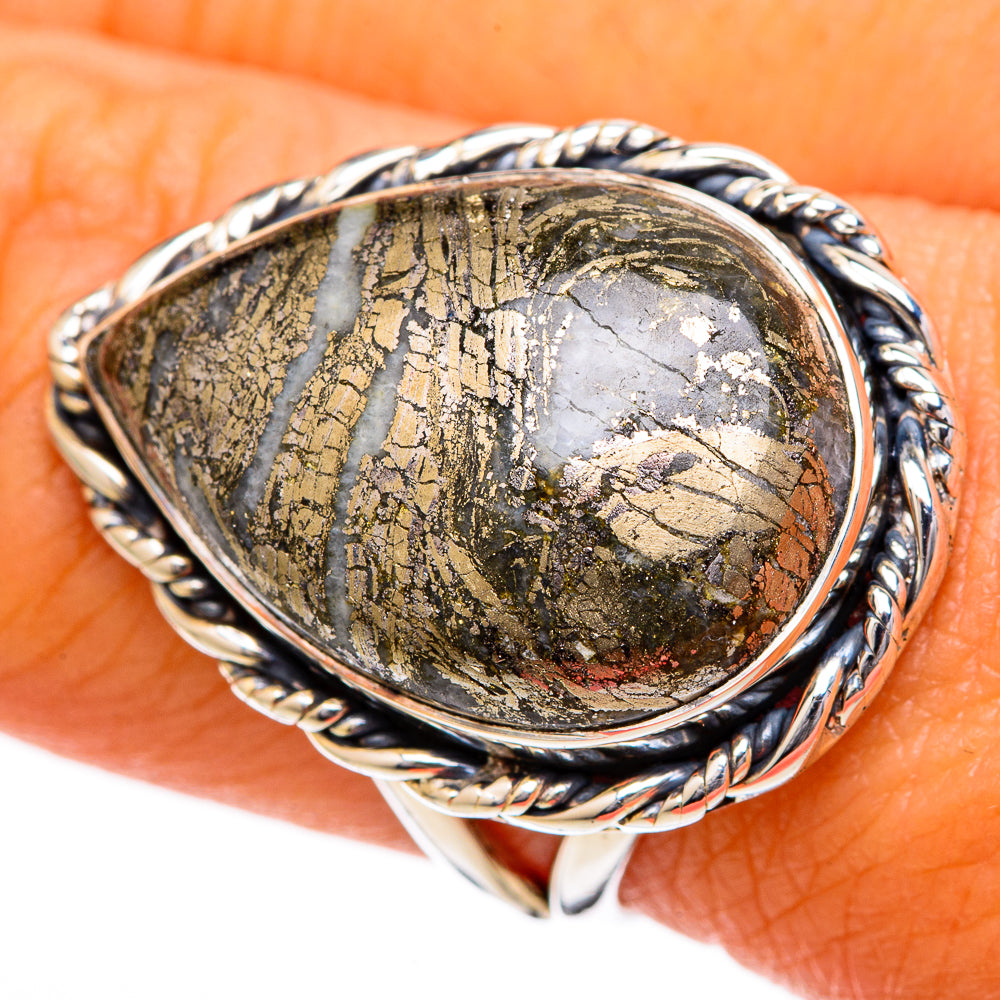 Pyrite Agate Rings handcrafted by Ana Silver Co - RING104132