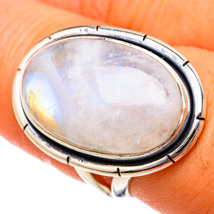 Rainbow Moonstone Rings handcrafted by Ana Silver Co - RING104136