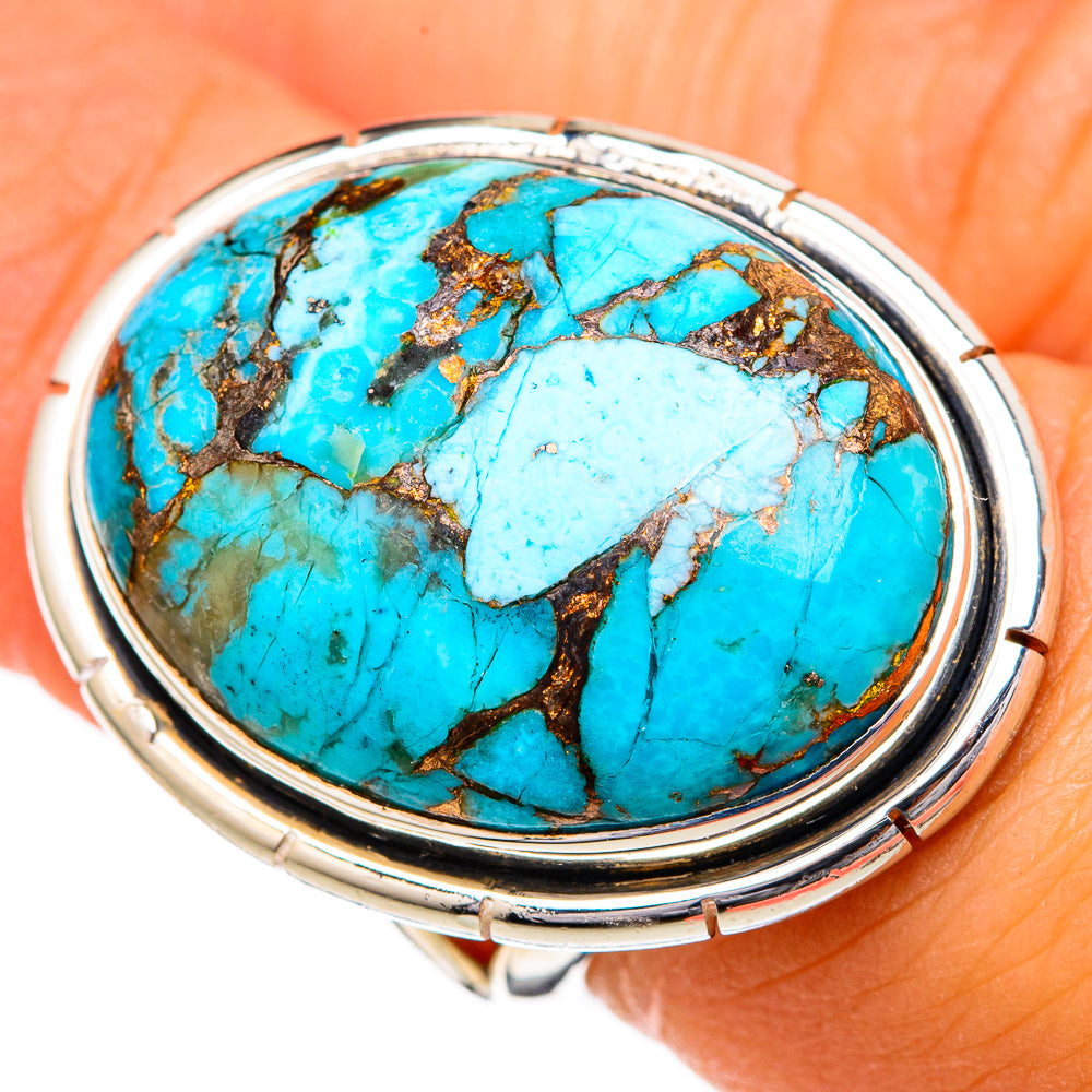 Blue Copper Composite Turquoise Rings handcrafted by Ana Silver Co - RING104146