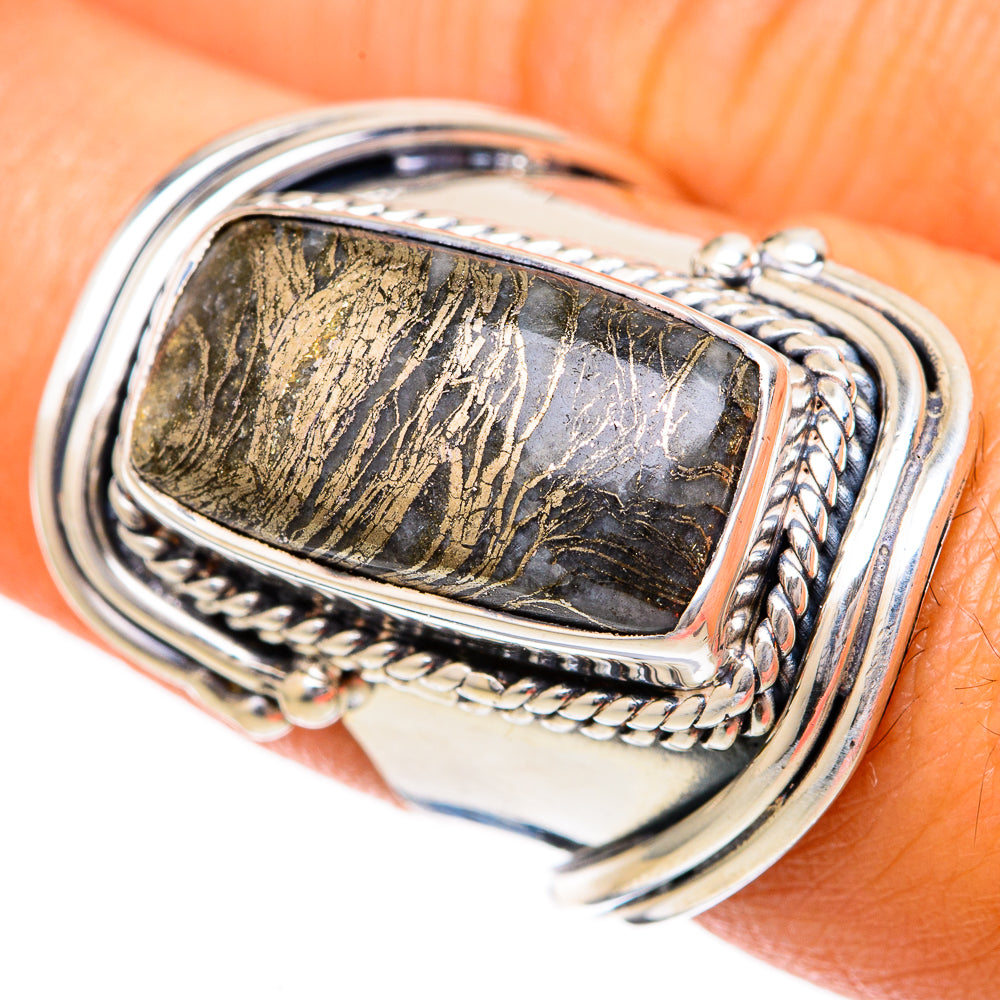 Pyrite Agate Rings handcrafted by Ana Silver Co - RING104158