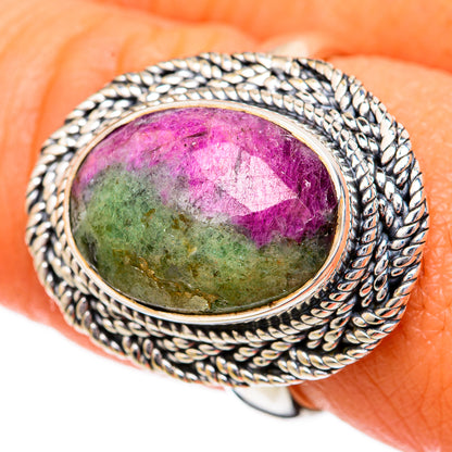 Ruby Zoisite Rings handcrafted by Ana Silver Co - RING104165