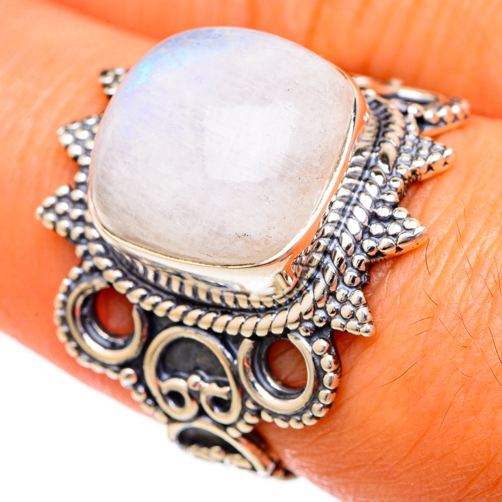 Rainbow Moonstone Rings handcrafted by Ana Silver Co - RING104185