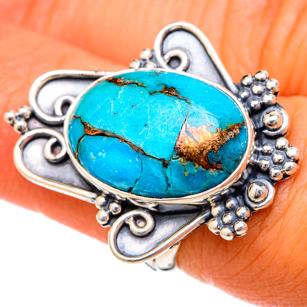 Blue Copper Composite Turquoise Rings handcrafted by Ana Silver Co - RING104189