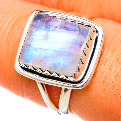 Rainbow Moonstone Rings handcrafted by Ana Silver Co - RING104205
