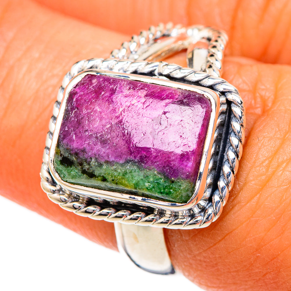 Ruby Zoisite Rings handcrafted by Ana Silver Co - RING104206