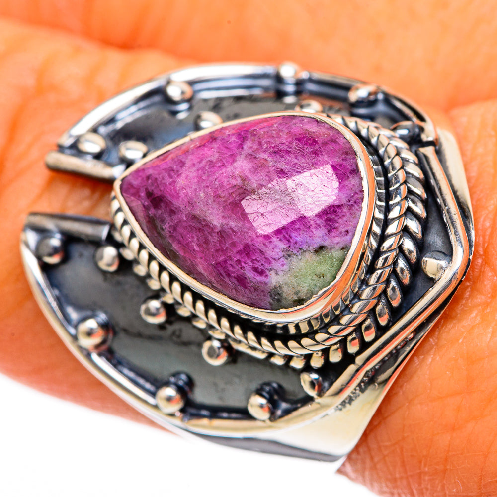 Ruby Zoisite Rings handcrafted by Ana Silver Co - RING104219