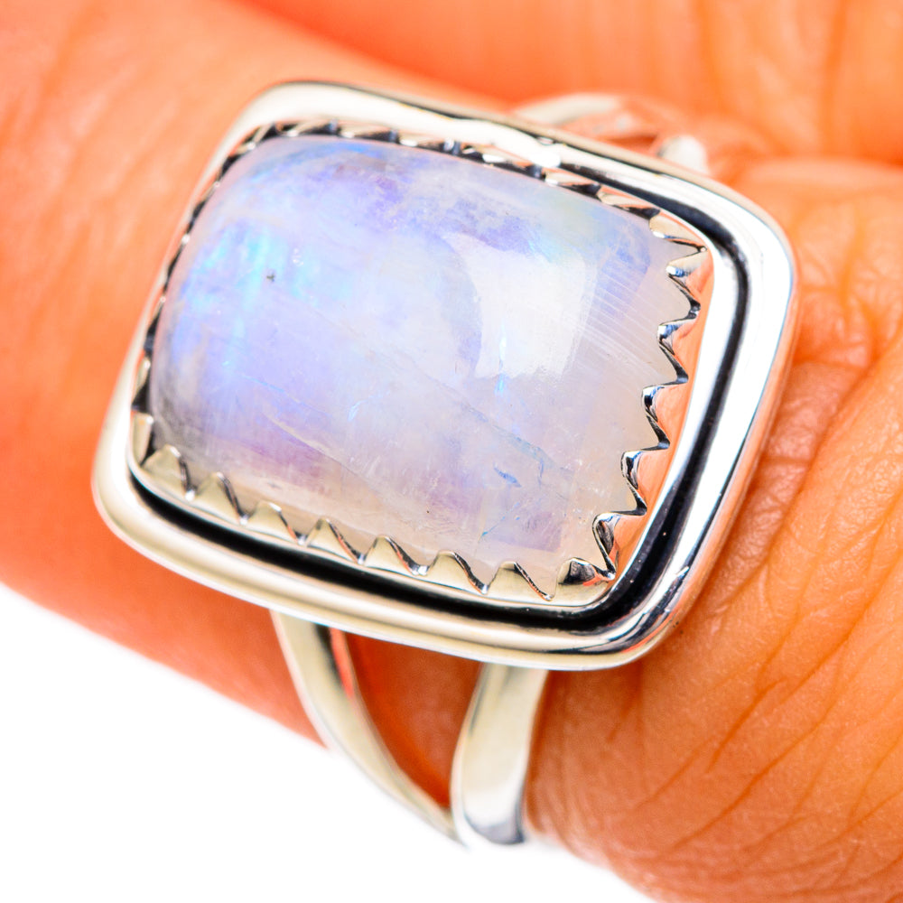 Rainbow Moonstone Rings handcrafted by Ana Silver Co - RING104226