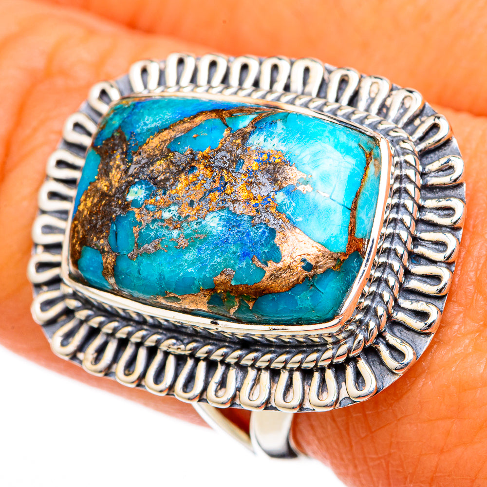 Blue Copper Composite Turquoise Rings handcrafted by Ana Silver Co - RING104228