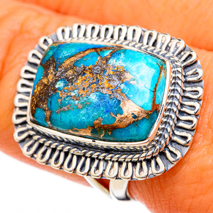 Blue Copper Composite Turquoise Rings handcrafted by Ana Silver Co - RING104228