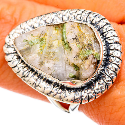 Green Tourmaline In Quartz Rings handcrafted by Ana Silver Co - RING104234