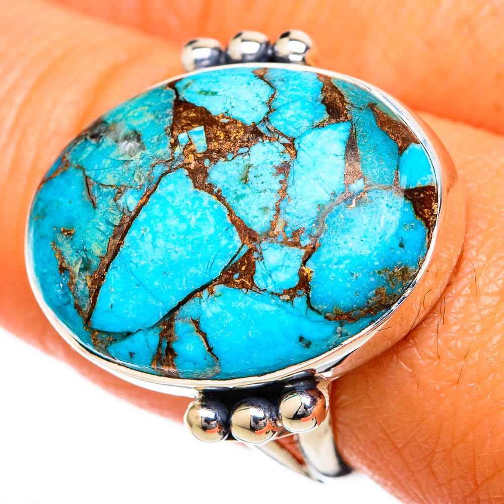 Blue Copper Composite Turquoise Rings handcrafted by Ana Silver Co - RING104259