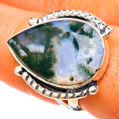 Green Moss Agate Rings handcrafted by Ana Silver Co - RING104262