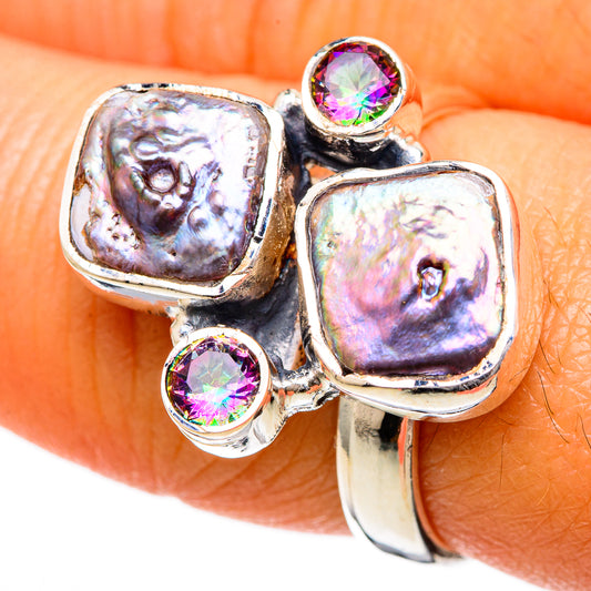 Titanium Pearl Rings handcrafted by Ana Silver Co - RING104273