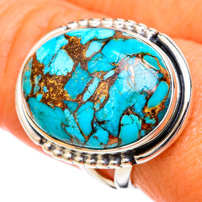 Blue Copper Composite Turquoise Rings handcrafted by Ana Silver Co - RING104296
