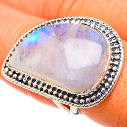 Rainbow Moonstone Rings handcrafted by Ana Silver Co - RING104370
