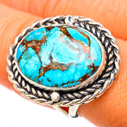 Blue Copper Composite Turquoise Rings handcrafted by Ana Silver Co - RING104379
