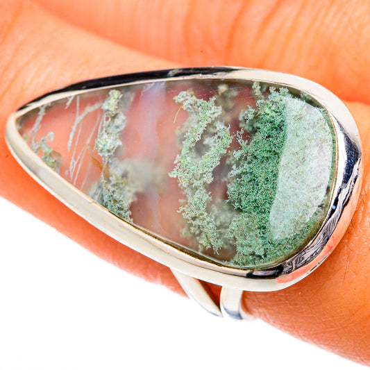 Green Moss Agate Rings handcrafted by Ana Silver Co - RING104386