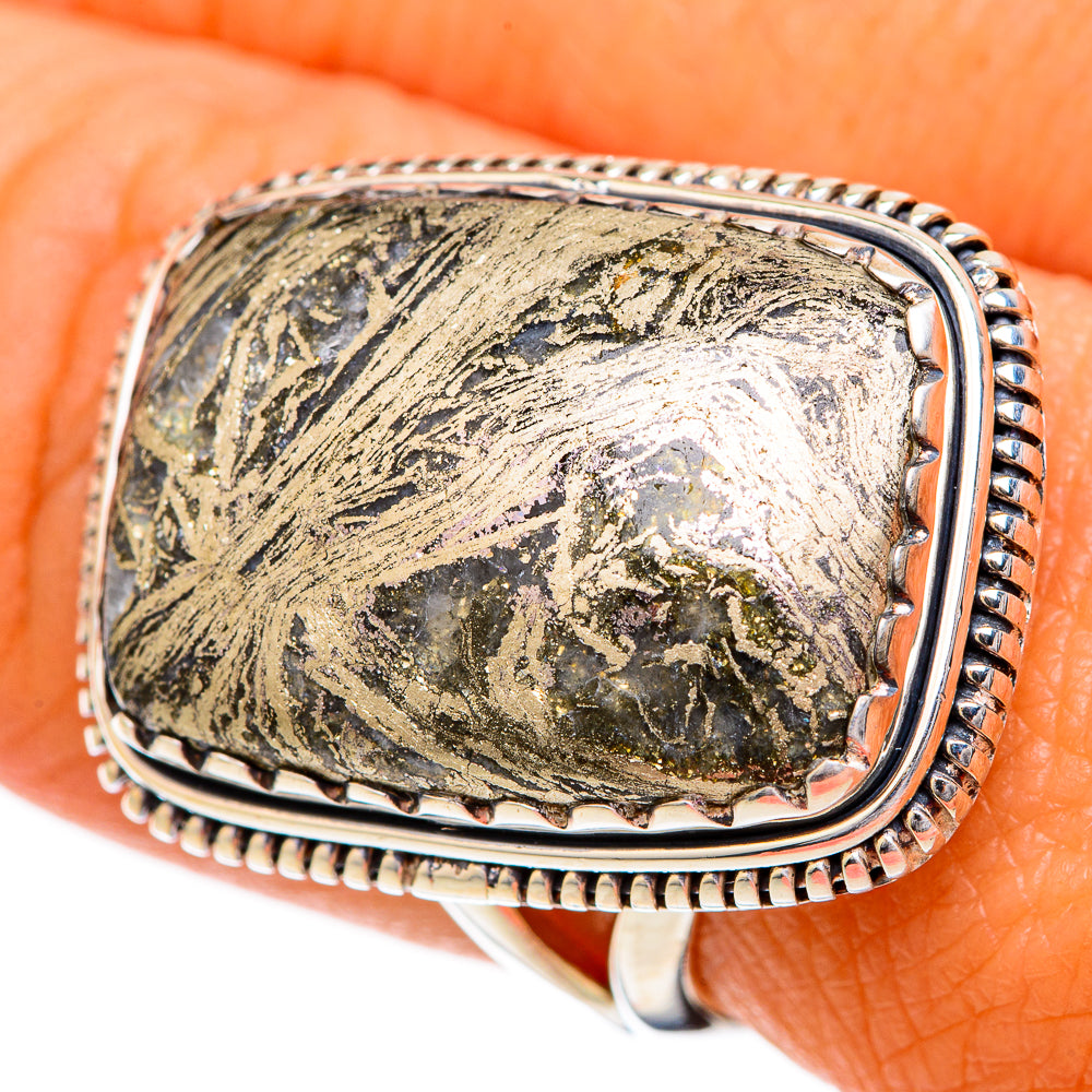Pyrite Agate Rings handcrafted by Ana Silver Co - RING104404