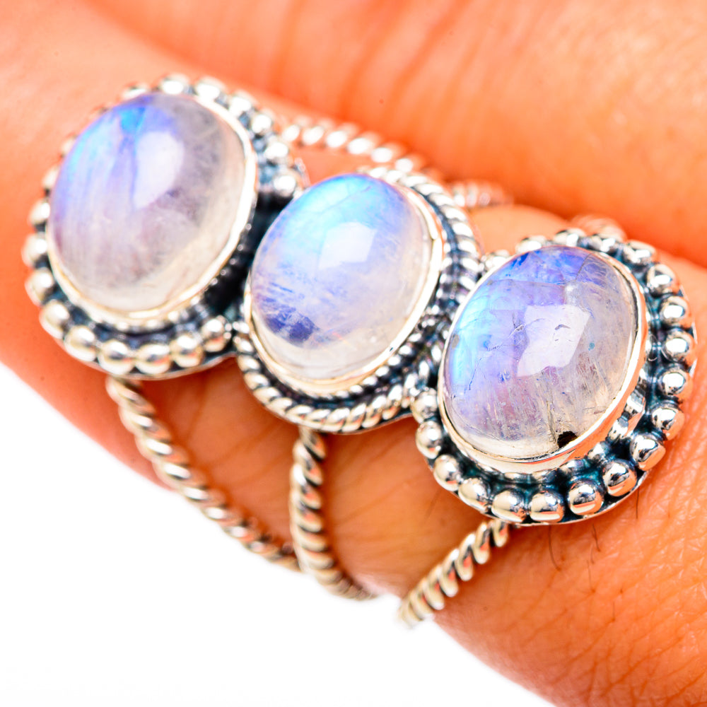 Rainbow Moonstone Rings handcrafted by Ana Silver Co - RING104414