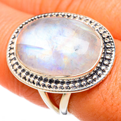 Rainbow Moonstone Rings handcrafted by Ana Silver Co - RING104416