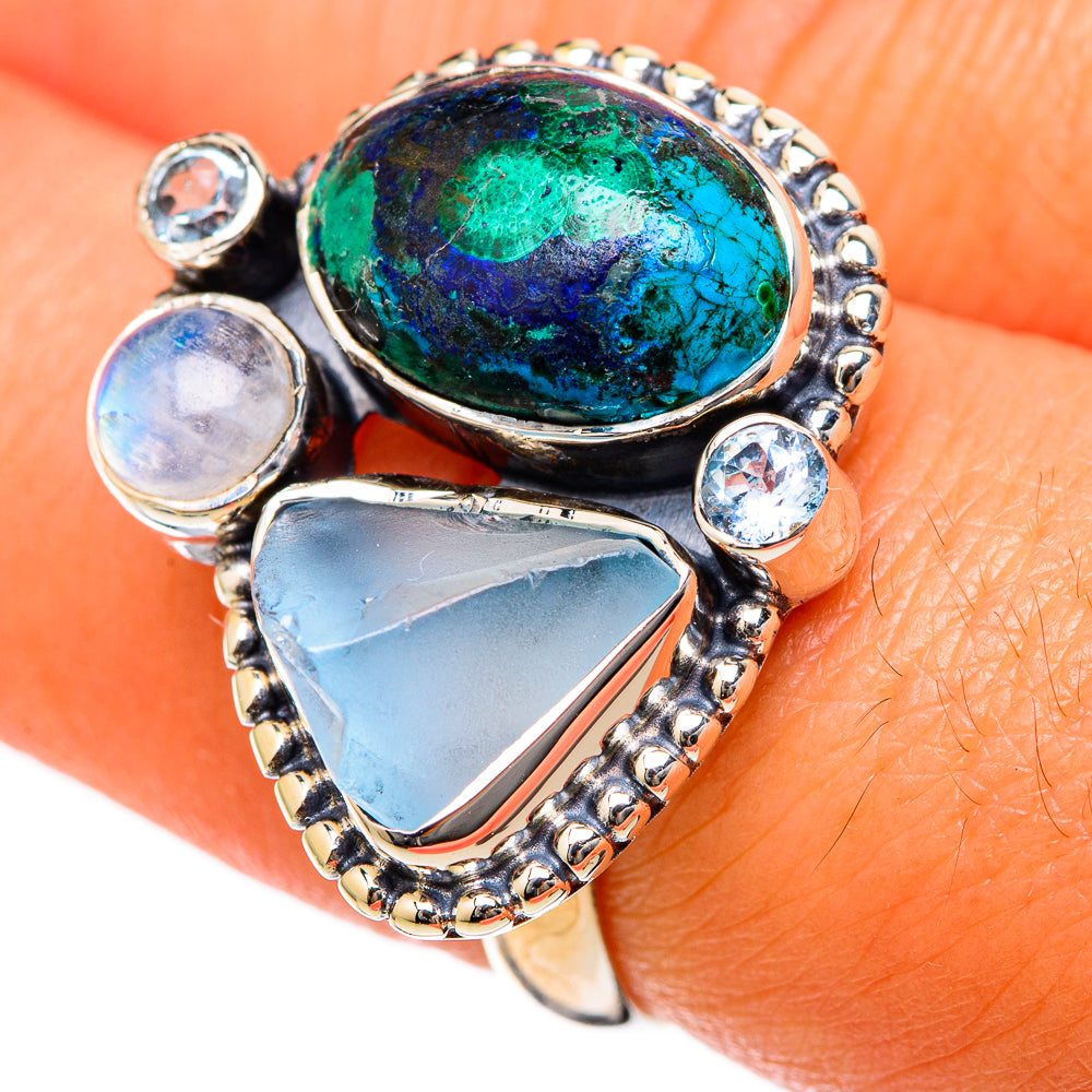 Azurite Malachite Rings handcrafted by Ana Silver Co - RING104445