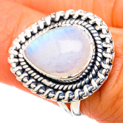 Rainbow Moonstone Rings handcrafted by Ana Silver Co - RING104482