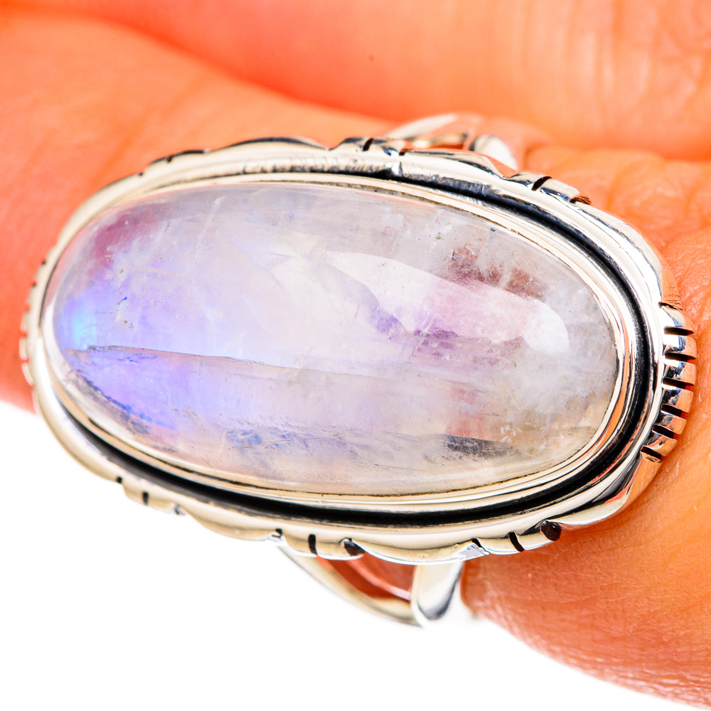 Rainbow Moonstone Rings handcrafted by Ana Silver Co - RING104501